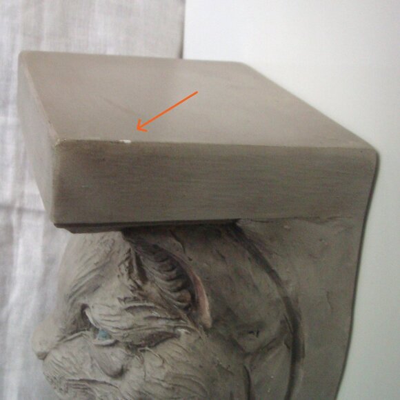 Artist TELLE M. STEIN Blue-Eyed Cat Feline Face 3D Wall Shelf Whimsical Decor - Picture 9 of 11